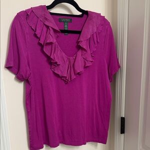 Ralph Lauren Fuchsia Ruffle Top